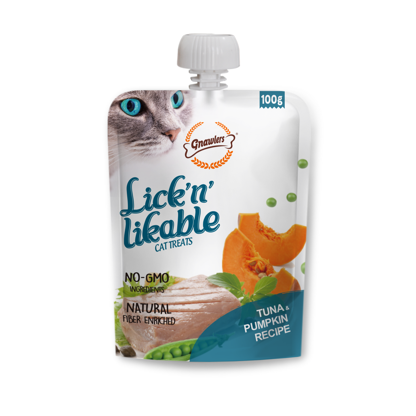 Gnawlers Lick n Lickable Creamy Treats for Cats - Tuna & Pumpkin