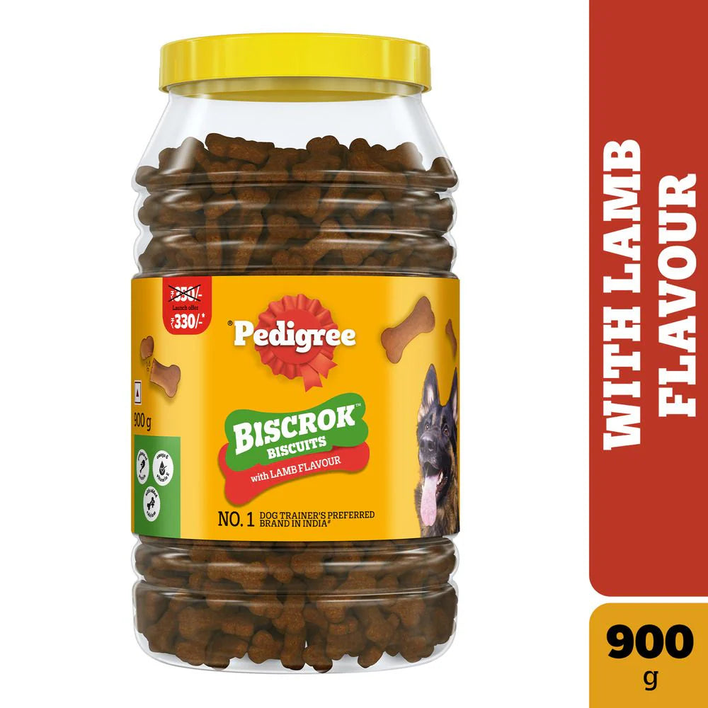 Pedigree Biscrok Biscuits For Dogs 900 gm Jar - Lamb