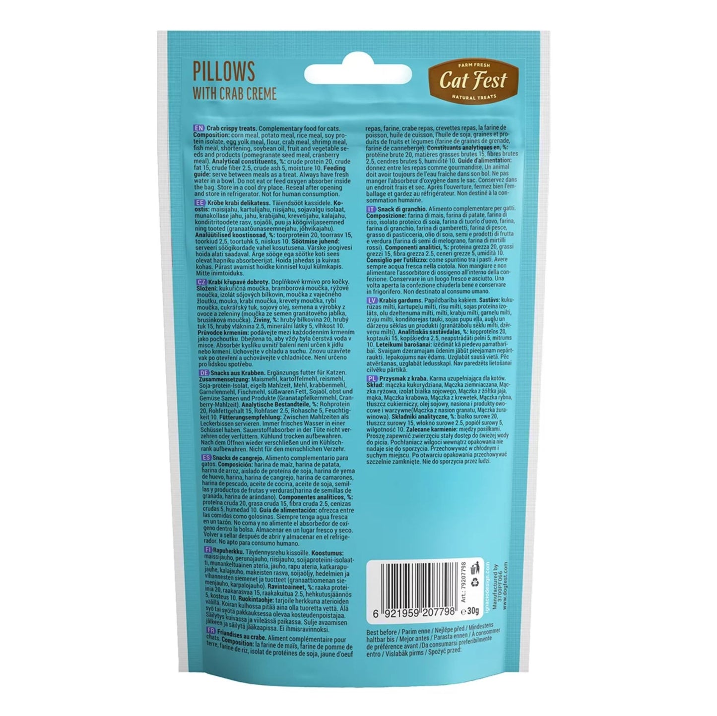 Cat Fest Pillows Dry Treats for Cats 30 gm - Crab Cream