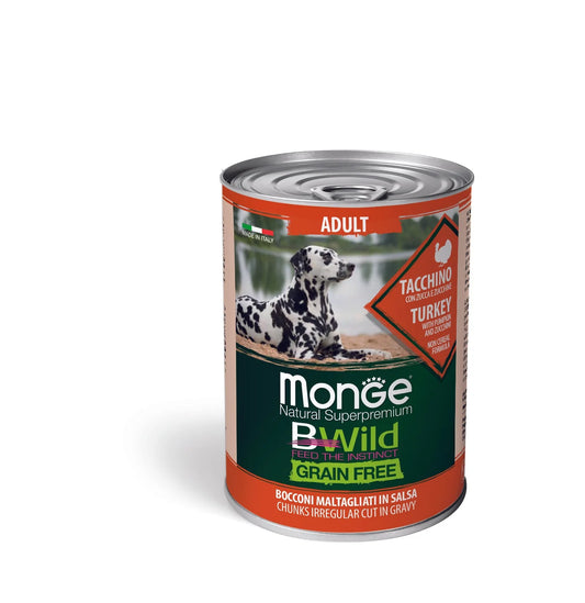Monge B-Wild Wet Food Gravy Tin for Dogs 400 gm - Adult (Turkey & Pumpkin)