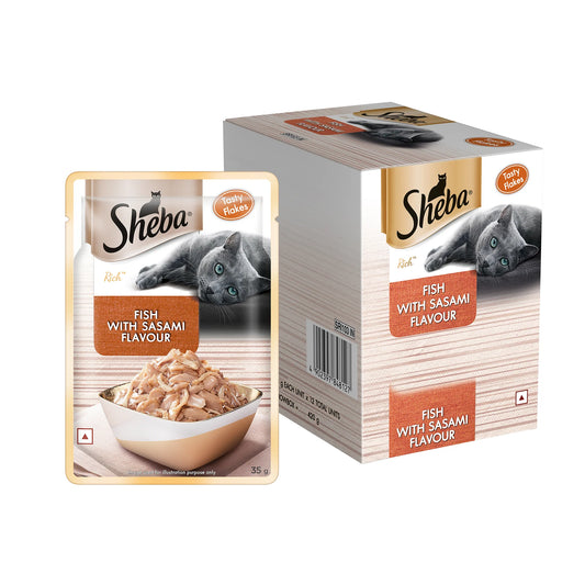 Sheba Premium Wet Food Gravy Pouch For Cats - Fish With Sasami Flavour