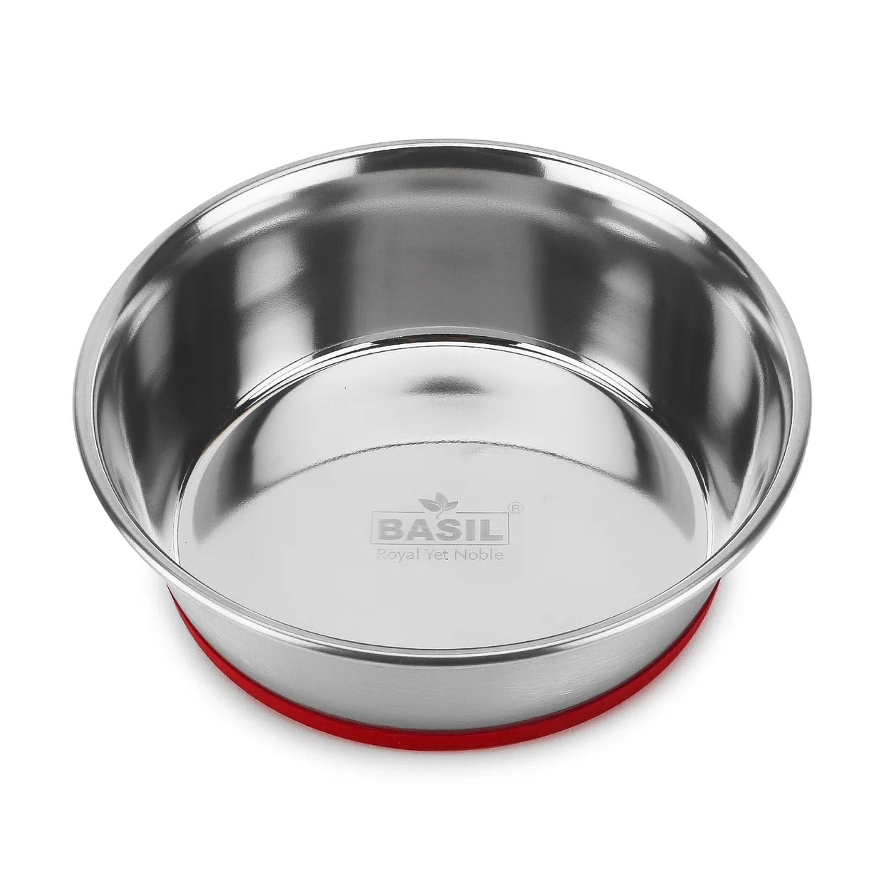 Basil Heavy Dish Anti-Skid Steel Pet Feeding Bowls with Silicon Bottom for Dogs / Cats