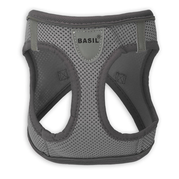 Basil Soft Adjustable Mesh Harness / Body Belt for Puppies & Small Breed Dogs (Grey)