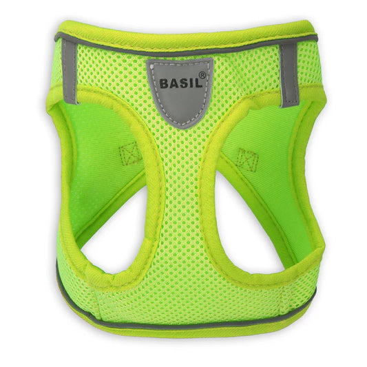 Basil Soft Adjustable Mesh Harness / Body Belt for Puppies & Small Breed Dogs (Neon Yellow)