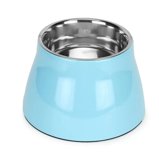Elevated Melamine and Stainless Steel Pet Feeding Bowls for Dogs & Cats, 500ml (Blue)
