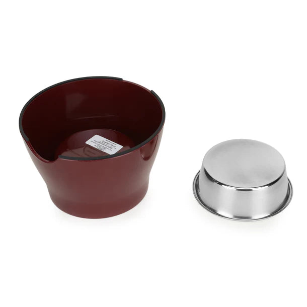 Elevated Melamine and Stainless Steel Pet Feeding Bowls for Dogs & Cats, 500ml (Wine Red)