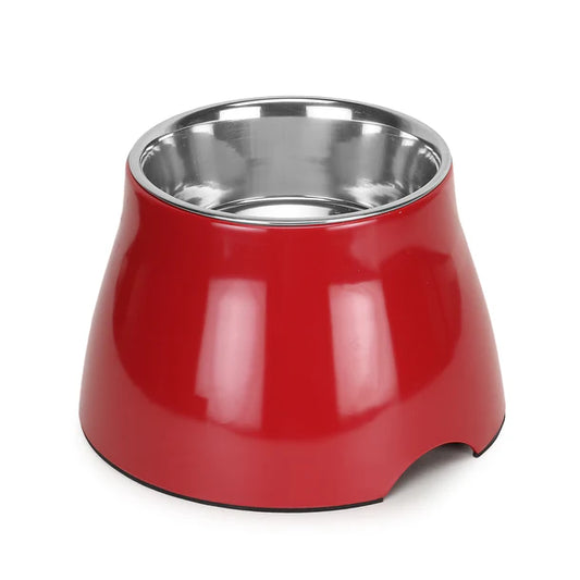 Elevated Melamine and Stainless Steel Pet Feeding Bowls for Dogs & Cats, 500ml (Red)