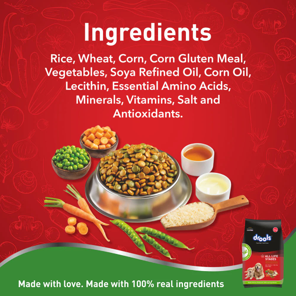 Drools 100% Vegetarian Dry Food for Dogs - Puppy & Adult (All Life Stages)