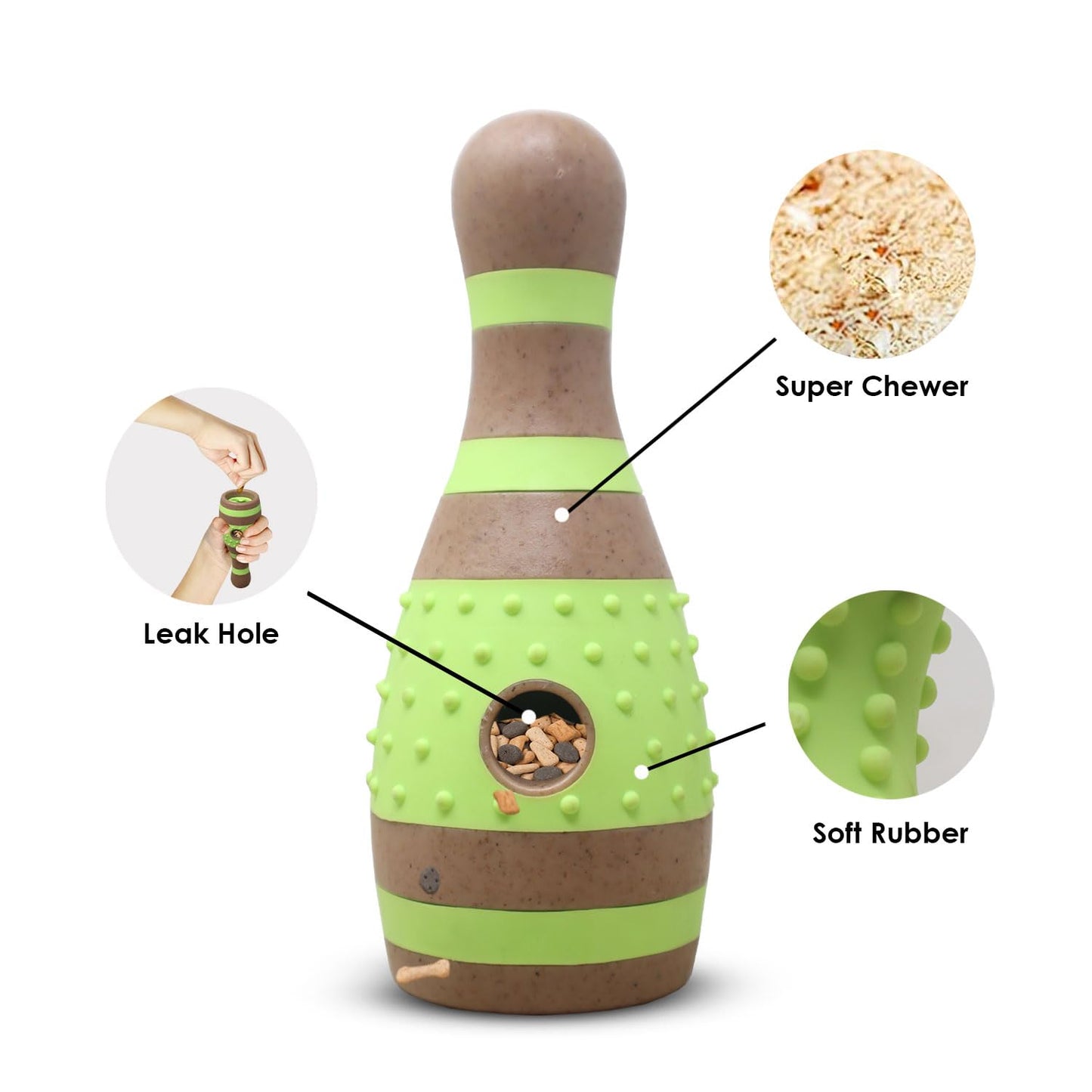 Plushmate x Petaholic Durable Nylon Hard Chew Toy & Treat Dispenser for Medium and Large Breed Dogs - Dual Colour Bottle