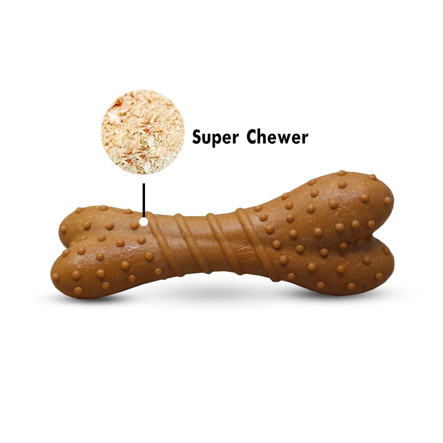 Plushmate x Petaholic Durable Nylon Hard Chew Toy & Treat Dispenser for Medium and Large Breed Dogs - Dotted Bone