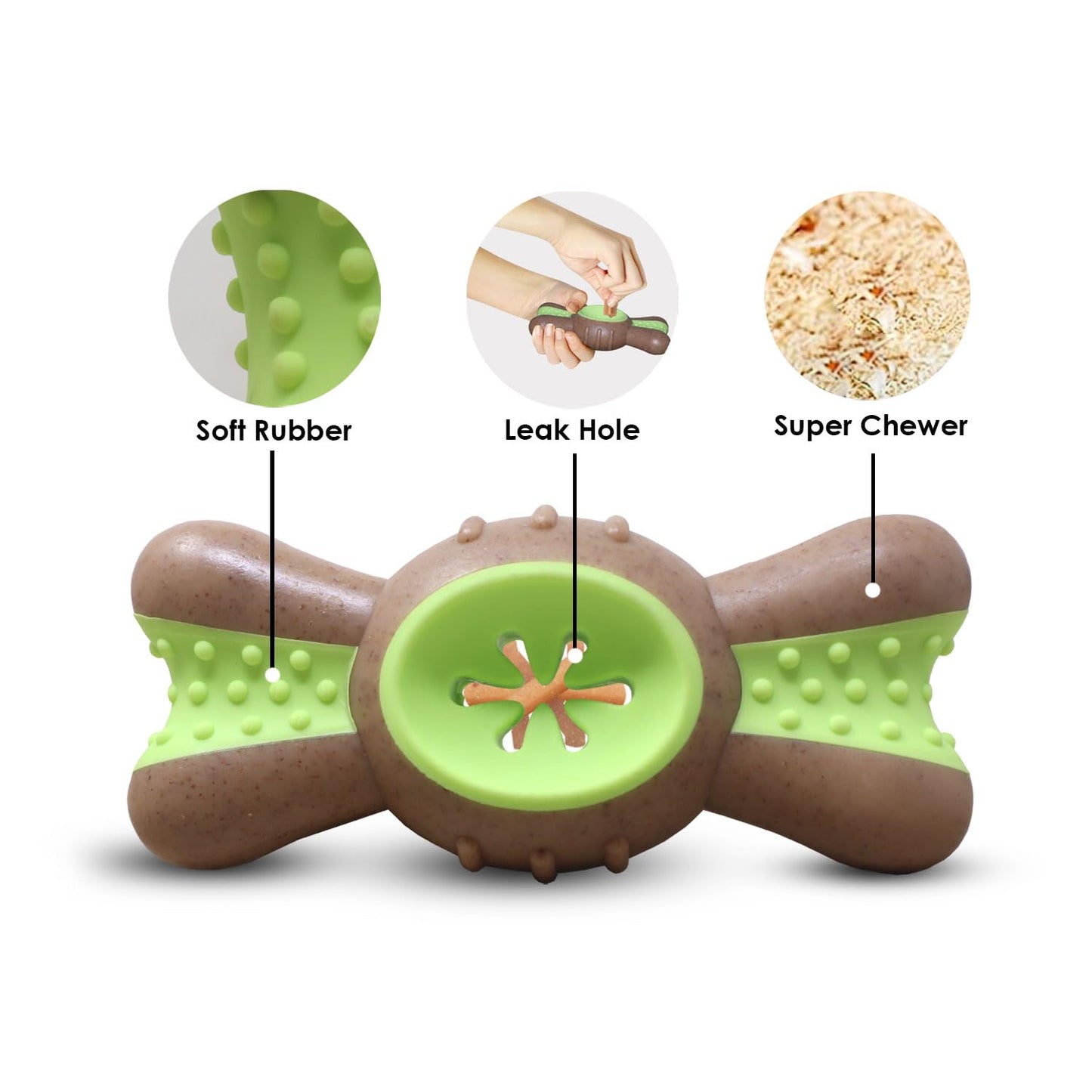 Plushmate x Petaholic Durable Nylon Hard Chew Toy & Treat Dispenser for Medium and Large Breed Dogs - Bone