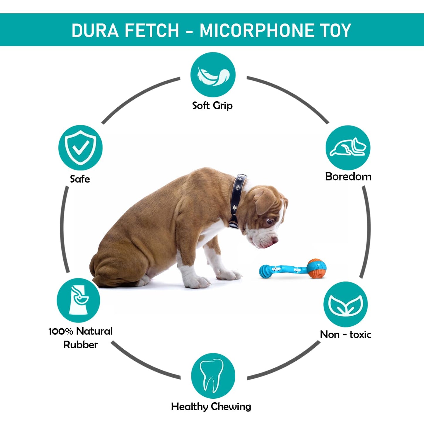 Plushmate Dura Fetch Puller Treat Dispenser Dog Toy - Herring Bone