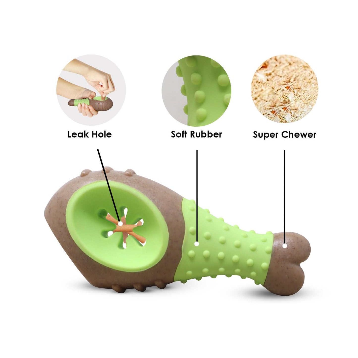 Plushmate x Petaholic Durable Nylon Hard Chew Toy & Treat Dispenser for Medium and Large Breed Dogs - Chew Leg