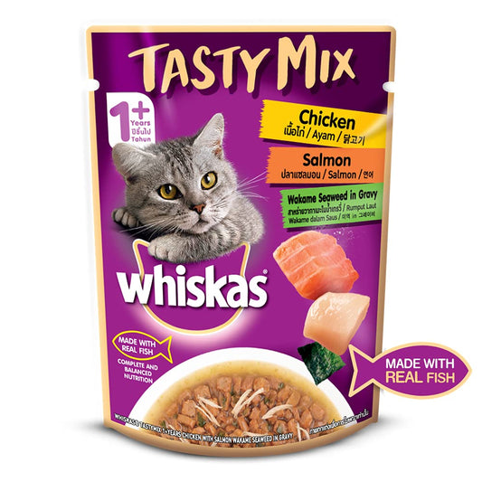 Whiskas Tasty Mix Chicken Salmon Wakame Seafood In Gravy