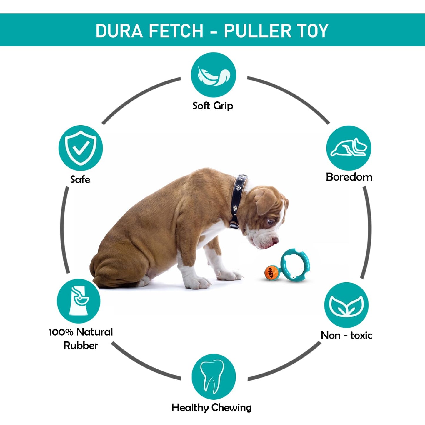 Plushmate Dura Fetch Puller Treat Dispenser Dog Toy - Puller