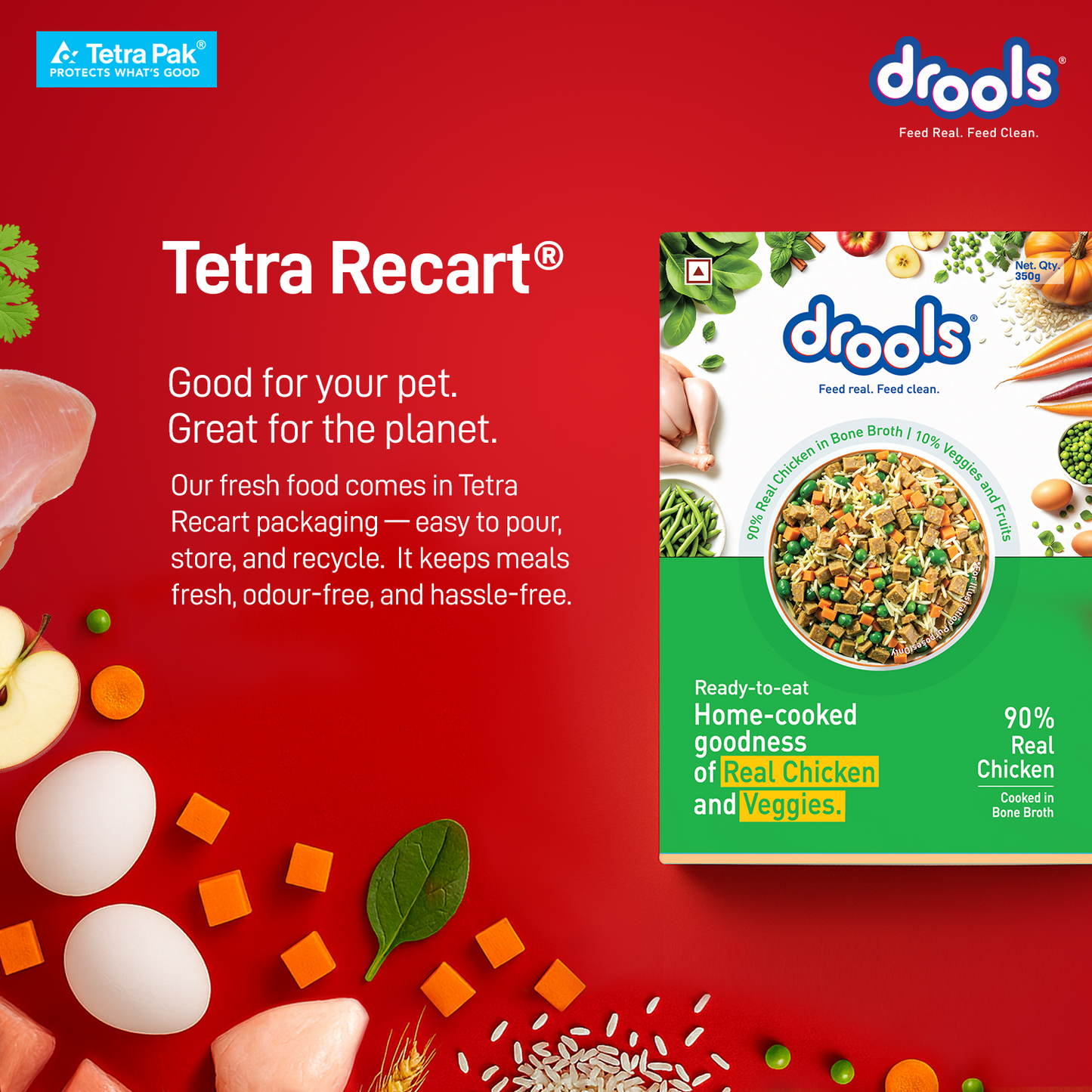 Drools Tetra Pack Real Chicken Veggies 350gm for Puppy / Dogs