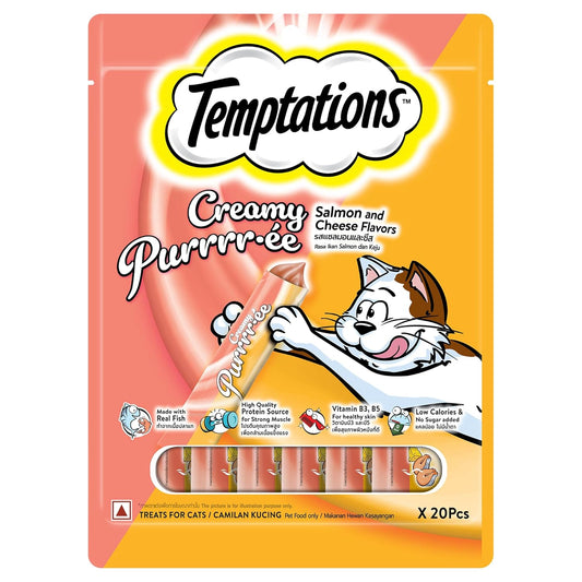 Temptations Creamy Treats for Cats (20's) - Salmon & Cheese Flavour