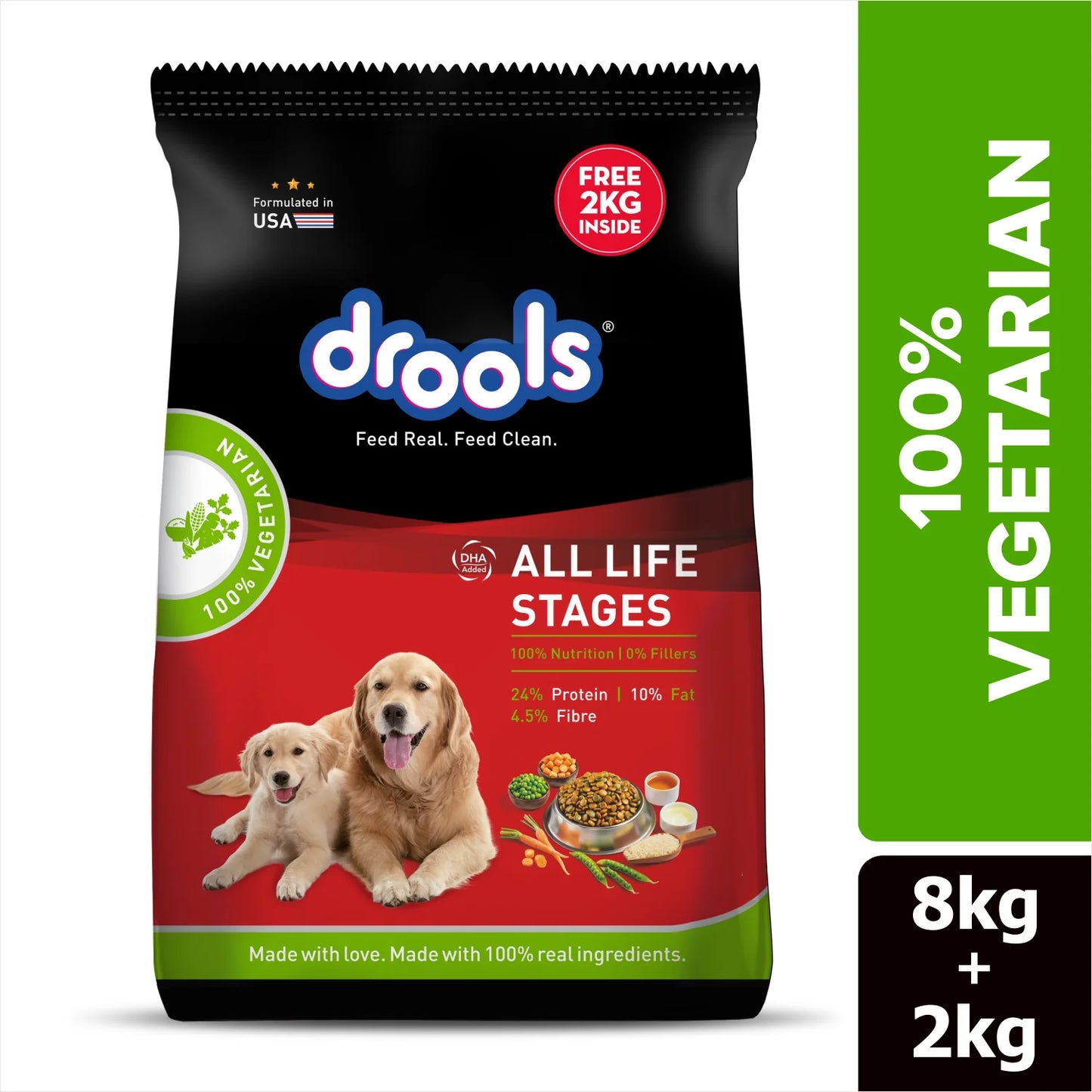 Drools 100% Vegetarian Dry Food for Dogs - Puppy & Adult (All Life Stages)