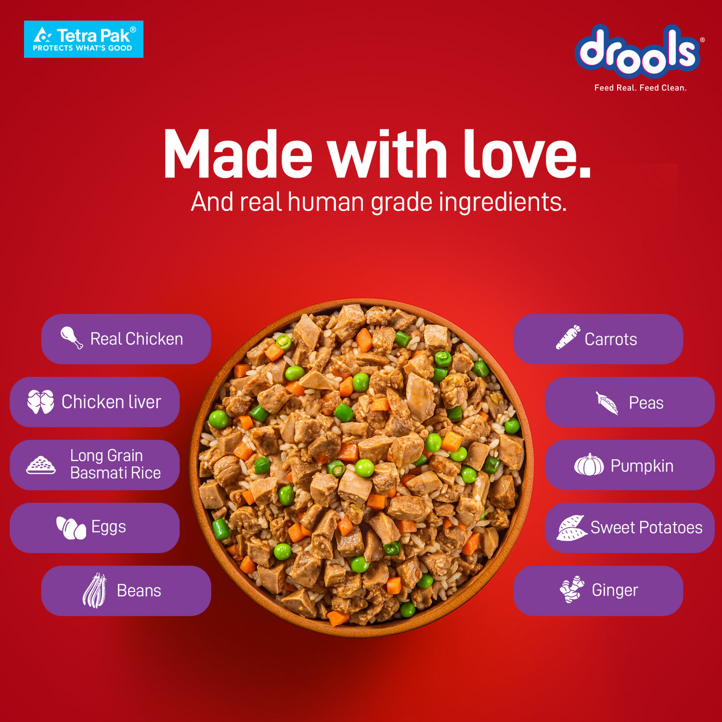 Drools Tetra Pack Real Chicken Biryani 350gm for Puppy / Dogs