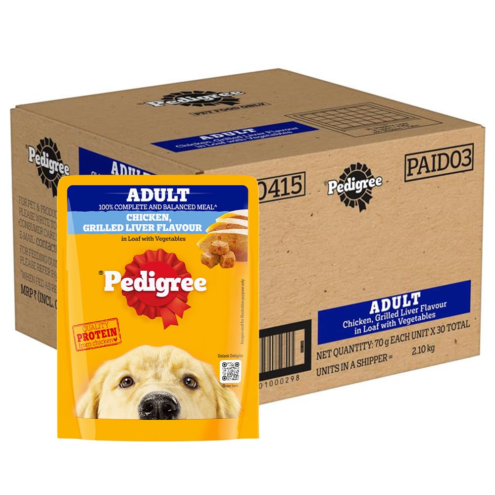 Pedigree Wet Food Gravy for Adult Dogs 70 gm - Chicken & Grilled Liver Loaf