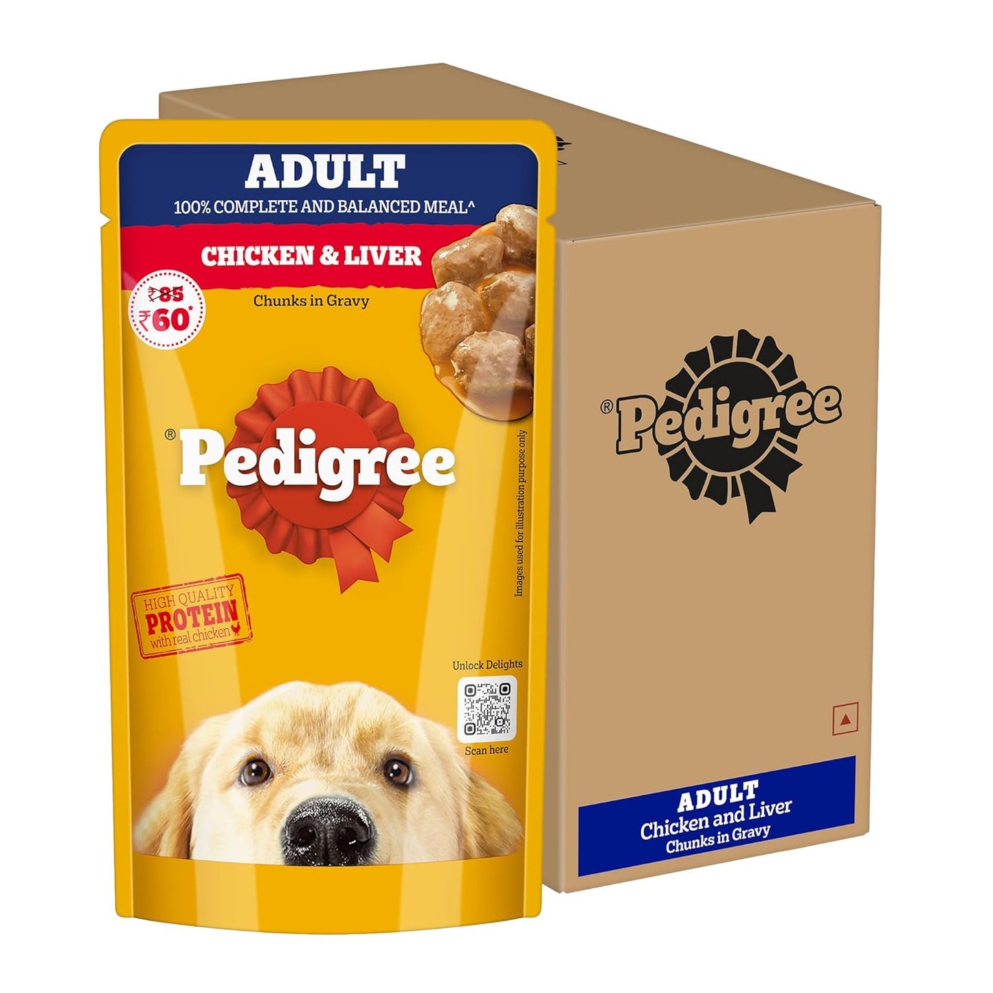 Pedigree Wet Food Gravy for Adult Dogs 130 gm - Chicken & Liver