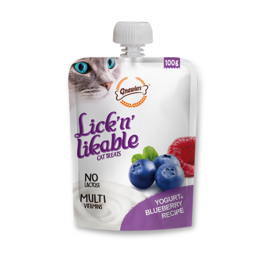 Gnawlers Lick n Lickable Creamy Treats for Cats - Blueberry & Yogurt