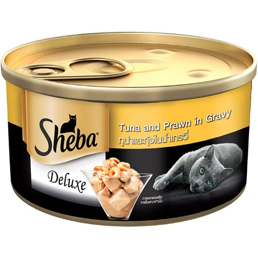 Sheba Premium Wet Food Gravy Tin For Cats - Tuna And prawn In Gravy