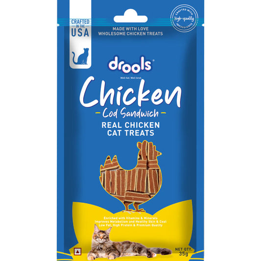 Drools Dry Treat for Cats 35 gm - Chicken COD Sandwich