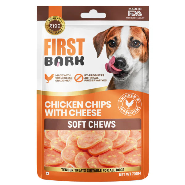 First Bark Dog Treats 70 gm - Chicken Chips With Cheese