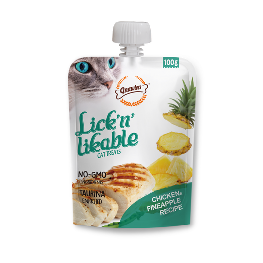 Gnawlers Lick n Lickable Creamy Treats for Cats - Chicken & Pineapple