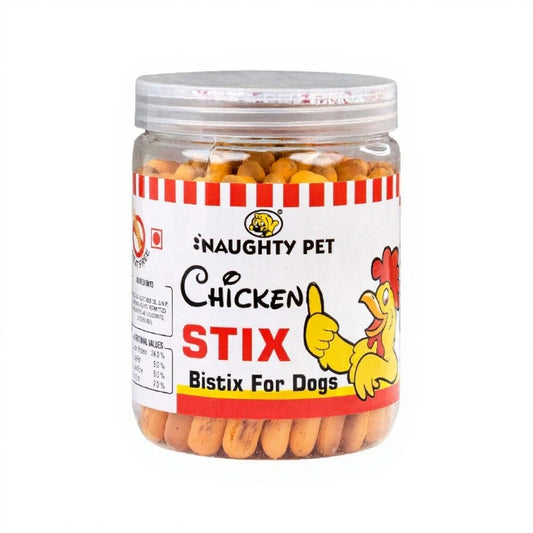 Naughty Pet Biscuits Jar for Dogs 300 gm - Chicken Stix