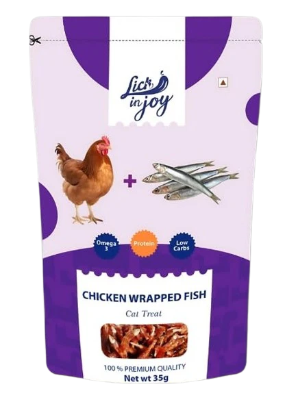 Lick in Joy Dry Treat for Cat 35 gm - Chicken Wrapped Fish