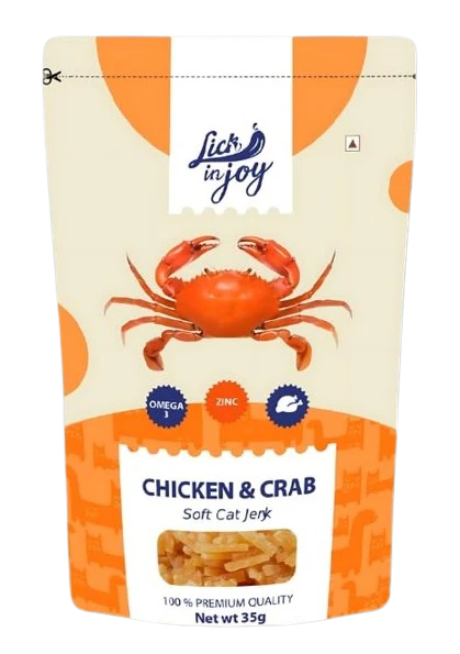 Lick in Joy Dry Treat for Cat 35 gm - Chicken & Crab