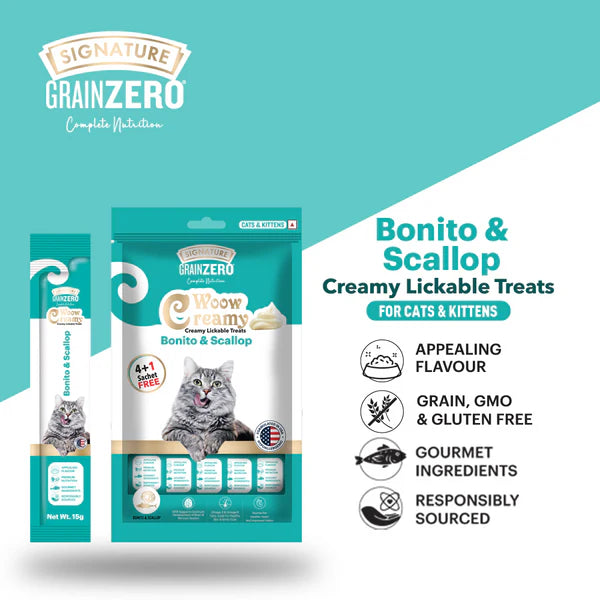 Grain Zero Creamy Treats for Cats (5's) - Bonito & Scallop