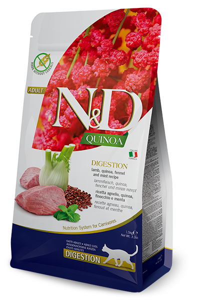 N&D Quinoa Dry Food for Adult Cats - Digestion ( Lamb, Fennel & Mint )