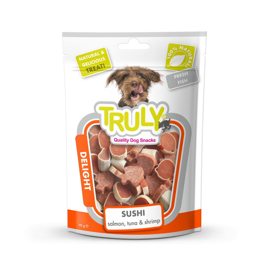 Truly Dry Treats for Dogs 90 gm - Salmon Tuna & Shrimp Sushi