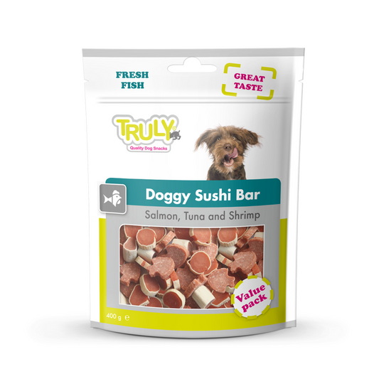 Truly Dry Treats for Dogs 400 gm - Salmon Tuna & Shrimp Sushi