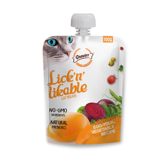 Gnawlers Lick n Lickable Creamy Treats for Cats - Egg Yolk & Vegetables