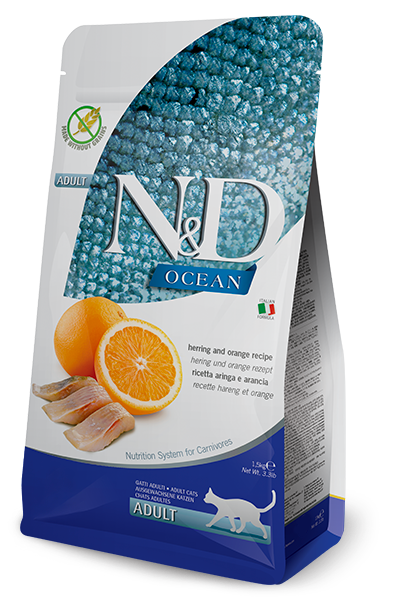 N&D Ocean Dry Food for Adult Cats - Herring & Orange