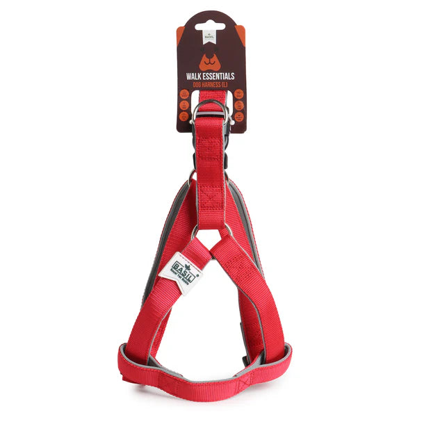 Basil Padded Adjustable Harness / Body Belt for Dogs & Puppies (Red)
