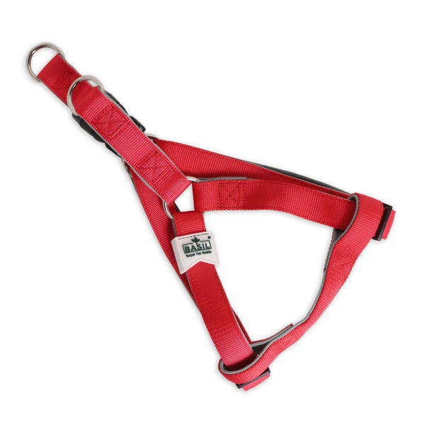 Basil Padded Adjustable Harness / Body Belt for Dogs & Puppies (Red)