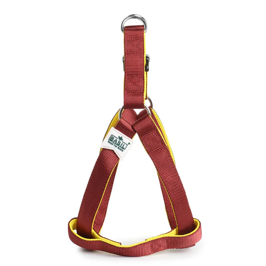 Basil Padded Adjustable Harness / Body Belt for Dogs & Puppies (Maroon)