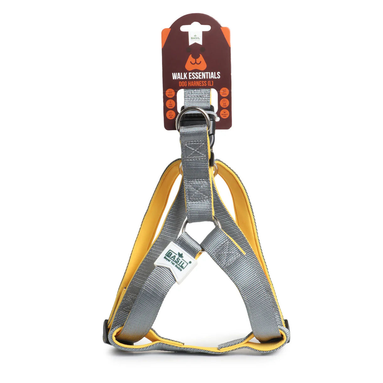 Basil Padded Adjustable Harness / Body Belt for Dogs & Puppies (Grey)