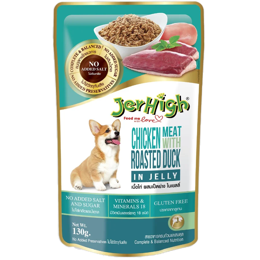 Jerhigh Wet Food Gravy for Dogs 120 gm - Chicken Meat with Roasted Duck in Jelly