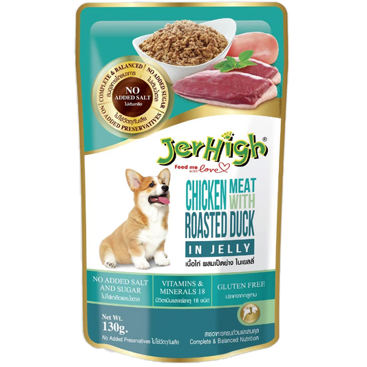 Jerhigh Wet Food Gravy for Dogs 120 gm - Chicken Meat with Roasted Duck in Jelly