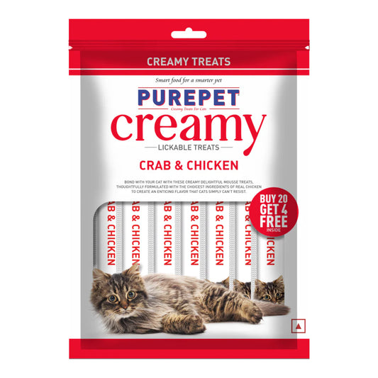 Purepet Creamy Treats for Cats 24's - Crab & Chicken