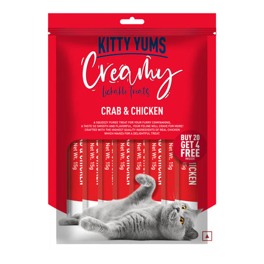 Kitty Yums Creamy Treats for Cats (24's) - Crab & Chicken