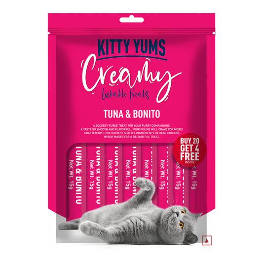 Kitty Yums Creamy Treats for Cats (24's) - Tuna & Bonito