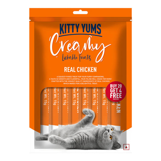Kitty Yums Creamy Treats for Cats (24's) - Real Chicken