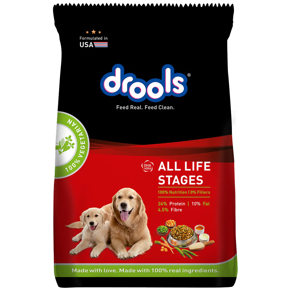 Drools 100% Vegetarian Dry Food for Dogs - Puppy & Adult (All Life Stages)